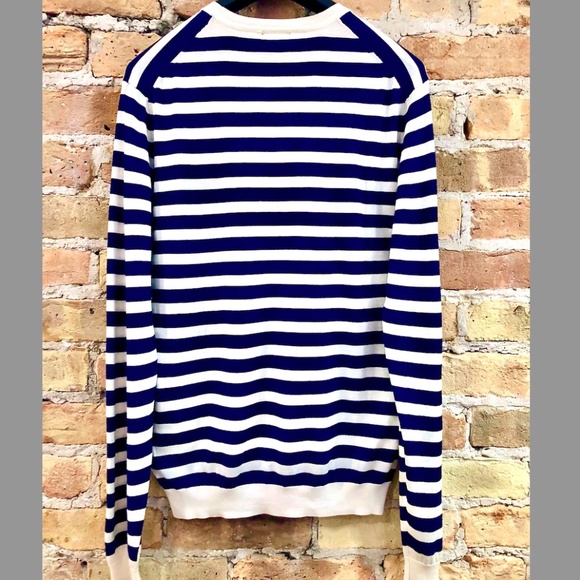 H&M Men's Fine Knit Nautical Striped Silk Sweater Medium - Picture 3 of 13